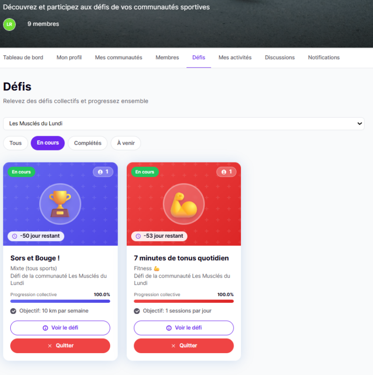 SPORTYNITY - Mes défis