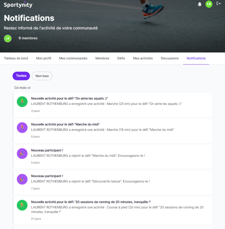 SPORTYNITY - Notifications