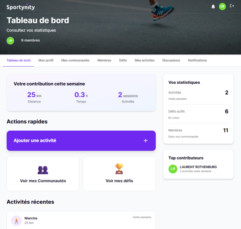 SPORTYNITY - Tableau de Bord